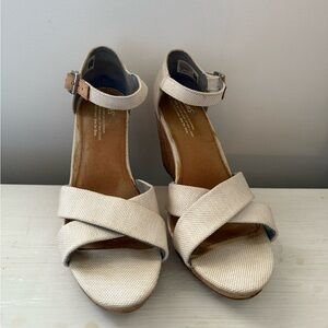 Toms Women's Cream Wedge Sandals